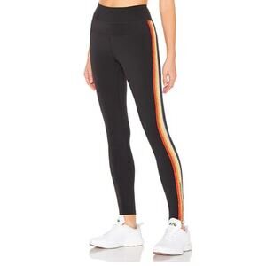 KORAL by Ilana Kugel Tone Leggings Medium Black Rainbow Stripe EUC